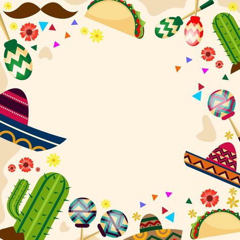 Fiesta Background Design, Tacos Background, Mexican Background, Mexican Pictures, Mexico Wallpaper, Bunny Quotes, Borders Free, Third Birthday Party, Fiesta Decorations