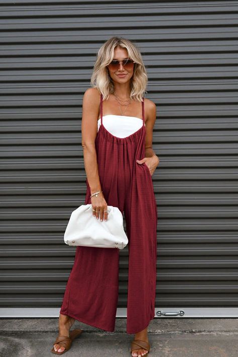 Comfy Jumpsuits, Jumpsuit Casual, Plaid Pullover, Loose Jumpsuit, Spring Outfits Women, Casual Jumpsuit, Pantalon Large, Leg Design, Corset Style