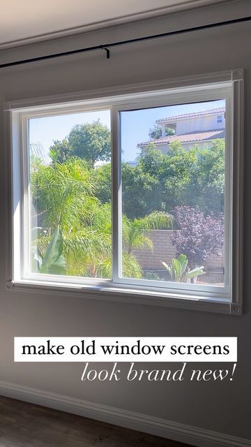 Painted Window Screens, Diy Window Screen, Old Window Screens, Easy Home Improvement Projects, Diy Fireplace Makeover, Grey Windows, Diy Accent Wall, Screen Painting, Window Screen