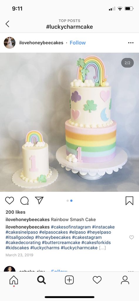 Lucky Charms Smash Cake, Lucky One Birthday Cake Girl, Lucky Charms Birthday Cake, Lucky One Cake Smash, Lucky One First Birthday Girl Cake, Lucky One 1st Birthday Party, 3rd Times A Charm Birthday, One Lucky Charm Birthday, Lucky Charms Birthday Party