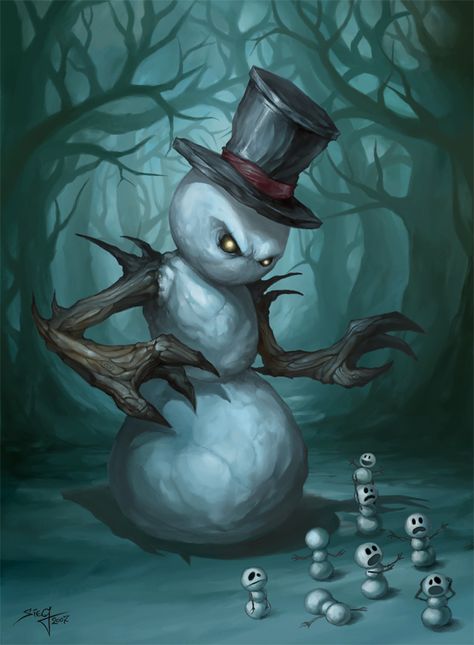 The Evil Snowman by ~Zeeksie on deviantART Evil Snowman, Scary Christmas, Christmas Horror, Creepy Christmas, Dark Christmas, Arte Fantasy, Arte Horror, Horror Art, Fantasy Creatures