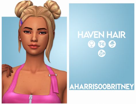 Space Buns Hair, Sim4 Cc, Sims 4 Cc Hair, Cc Packs, Hair References, Performance Hairstyles, Pelo Sims, Space Buns, Sims 4 Mm