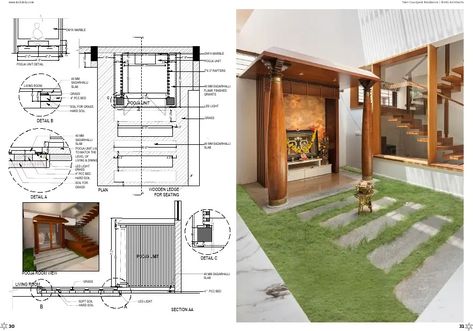 Twin Courtyard House | PDF | Tile | Courtyard Indian Courtyard House Plans, Kerala House Plans With Courtyard, Courtyard House Indian, India Courtyard House, 30x40 House Plans With Courtyard, Courtyard House, Garden Projects, House Design, Design