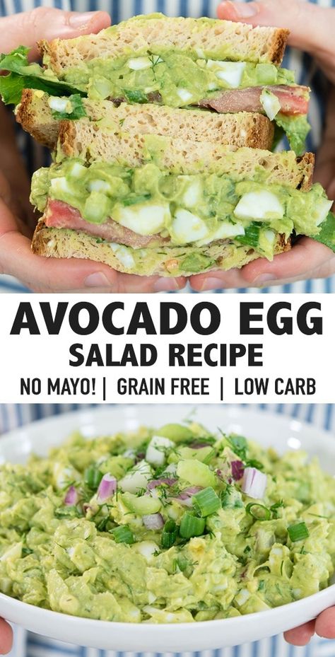 How to make a healthy avocado egg salad without mayonnaise. Super easy and healthy lunch recipe when you need to whip up something quickly! #eggsalad #avocadoeggsalad #healthylunch #mealprep #weightlossrecipecs Avocado Egg Salad Recipe, Egg Salad Recipe Healthy, Inflammation Diet Recipes, Salad Recipes Healthy Lunch, Best Egg Salad Recipe, Easy Egg Salad, Healthy Sandwich Recipes, Healthy Avocado, Anti Inflammation Recipes