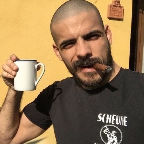 Shaved Head Styles, Bald Head With Beard, Shaved Head With Beard, Moustache Style, Slicked Hair, Bald Men Style, Bald With Beard, Mustache Men, Ginger Beard