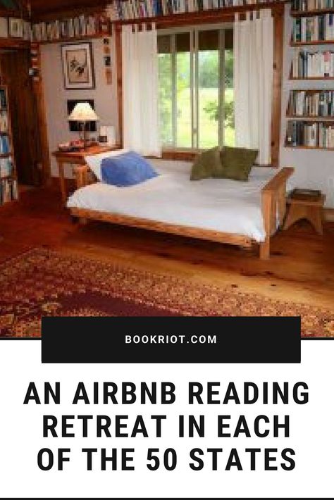 Find your perfect reading retreat in these 50 AirBNBs throughout the USA.  Reading Retreats | bookish airbnbs | us travel Library Reading Nook, Reading Retreat, Teen Headboard, Amazing Airbnb, Cozy Bedroom Diy, Bedroom Decor Romantic, Brown Accent Wall, Colorful Bedroom Decor, Bed Nook