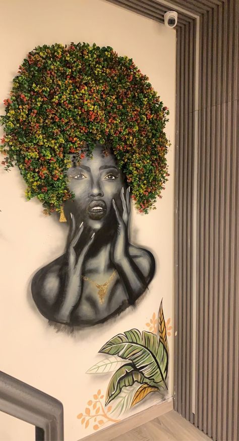 Instagrammable Walls Ideas, Selfie Wall Design, Hair Sculpture, Black Representation, Selfie Wall, Wall Fence, Diy Cat Tree, Beauty Room Decor, Salon Art