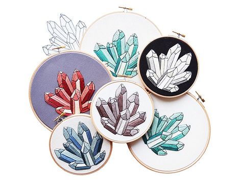 Sarah K. Benning embroidery pattern Crystal Embroidery, Contemporary Embroidery, Diy Embroidery Patterns, Embroidery Transfers, Embroidery Patterns Vintage, Paper Embroidery, Brazilian Embroidery, Crewel Embroidery, Modern Embroidery