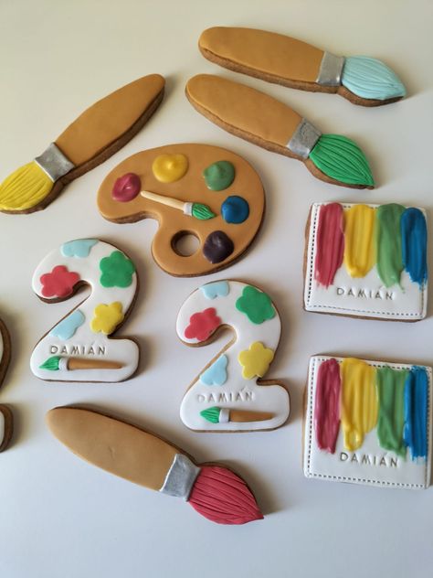 Art Birthday Cookies, Paint Pallette, Art Cookies, Cookies Art, Painting Birthday Party, Painting Birthday, Artist Palette, Art Theme, Art Birthday