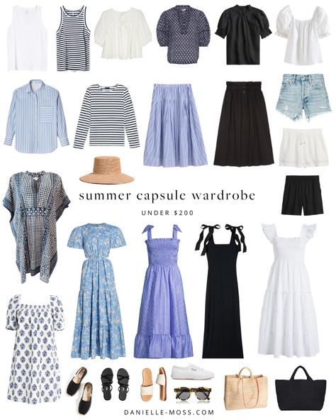 Summer Capsule Wardrobe Under $200 Wardrobe Closet Organization, Summer Holiday Capsule Wardrobe, Beach Capsule Wardrobe, Minimalist Summer Wardrobe, Organization Wardrobe, Travel Capsule Wardrobe Summer, Capsule Wardrobe Dresses, Custom Wardrobe, Plus Size Capsule Wardrobe