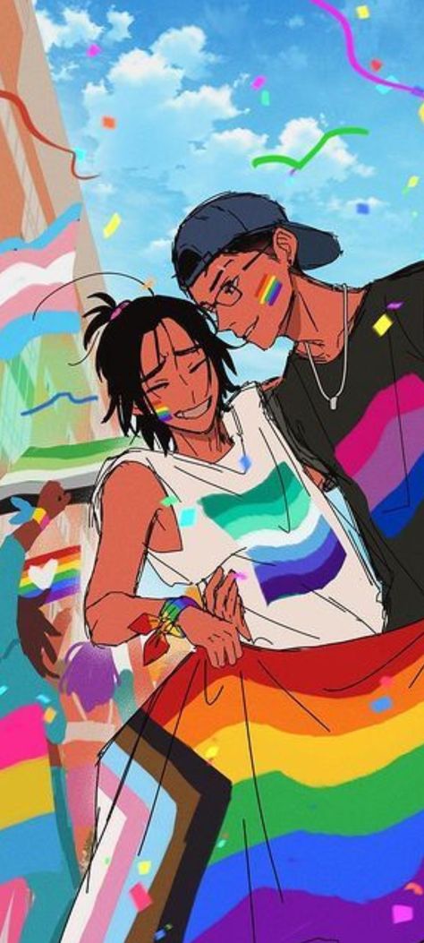 Cute Gay Fanart, Lgbtq Art Illustrations, To The Stars And Back, Cherry Crush Wallpaper, Queer Art Men, Lgbt Wallpaper, Gay Wallpaper, Lgbtq Funny, Gay Comics