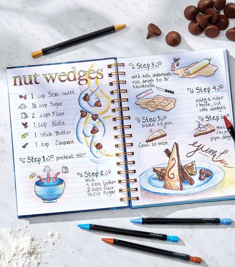 How To Make a Baking Bullet Journal Cute Cook Book Ideas, Recipe Doodle Journal, Cookbook Scrapbook Ideas, Scrapbook Recipe Book Diy, Journal D'inspiration, Scrapbook Recipe Book, Homemade Recipe Books, Recipe Book Design, Recipe Book Diy