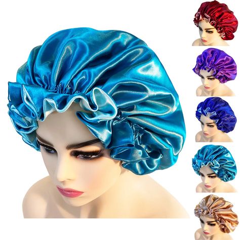 Women Night Sleep Hair Caps Silky Bonnet Satin Single Double Layer Adjust Head Cover Hat For Curly Springy Hair Styling Accessories Package Included:1 x Hair satin bonnetProduct Description:Item: Extra large satin cap Elastic wide-brimmed hat Pure color sleep cap or chemotherapy capMaterial: Satin cloth+rubber bandFeature: Can Adjustable As Your Head SizeColor1-12, Single Layer ,size is 45cmColor13-19,Double Layer,Size is 38cmColor10861-10881, Single Layer ,small size is 32cmNote:Due to the diff Silk Hair Bonnet, Sleep Hair, Sleep Bonnet, Hair Caps, Silk Hair Bonnets, Sleep Hairstyles, Helicopter Toy, Hair Bonnet, Anti Frizz