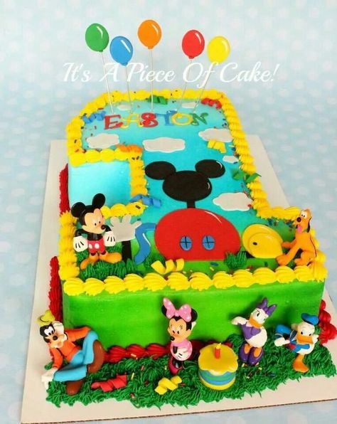 Mickey Mouse Clubhouse Sheet Cake, Mickey And Friends Cake, Mickey Mouse Clubhouse Birthday Cake, Mickey Birthday Cakes, Mickey Mouse Theme Party, Γενέθλια Mickey Mouse, Mickey Mouse Clubhouse Cake, Mickey First Birthday, Mouse Birthday Cake