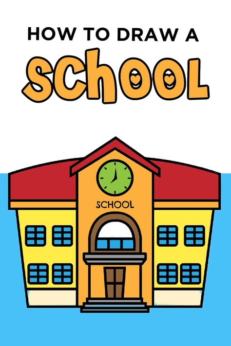 Learn the simple steps for drawing a school building in this easy and fun tutorial! We've included a free printable too! School Drawing Easy, School Drawing Ideas, Steps For Drawing, A School Building, Happy School, School Drawing, Quick And Easy Crafts, Back To School Crafts, Math Homework