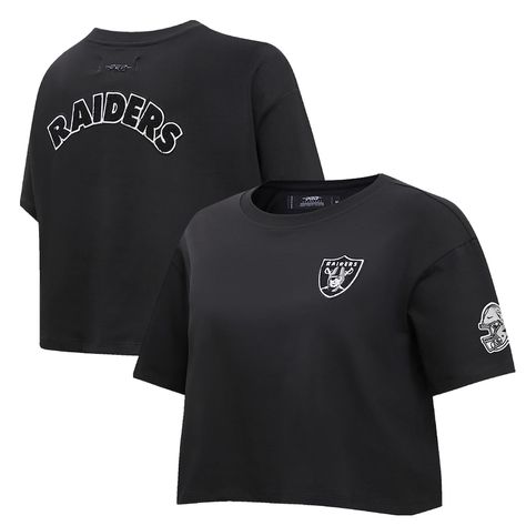 Las Vegas Raiders Pro Standard Women's Classic Boxy Cropped T-Shirt - Black Las Vegas Raiders, Spandex Shorts, Cropped T Shirt, Bold Graphics, Love To Shop, School Spirit, Free Shopping, Las Vegas, Crop Top