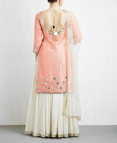 Plazzo Suit Design, Peach Sharara Suit, Off White Sharara, Peach Sharara, Sarara Dress, White Sharara, Plazzo Suit, Abhinav Mishra, Sharara Designs