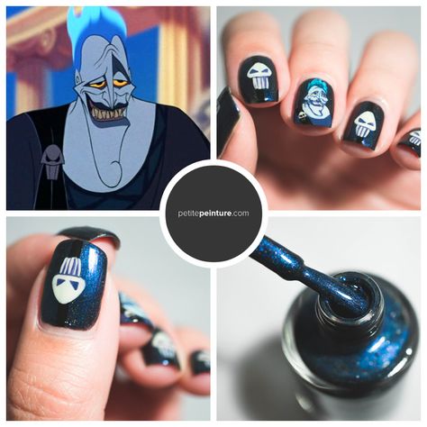 Hades Hades Nails Disney, Hades Nails, Disney Hades, Hades Hercules, Disneyland Nails, Absolute Zero, 31 Day Challenge, Skull Pin, Baby Throw