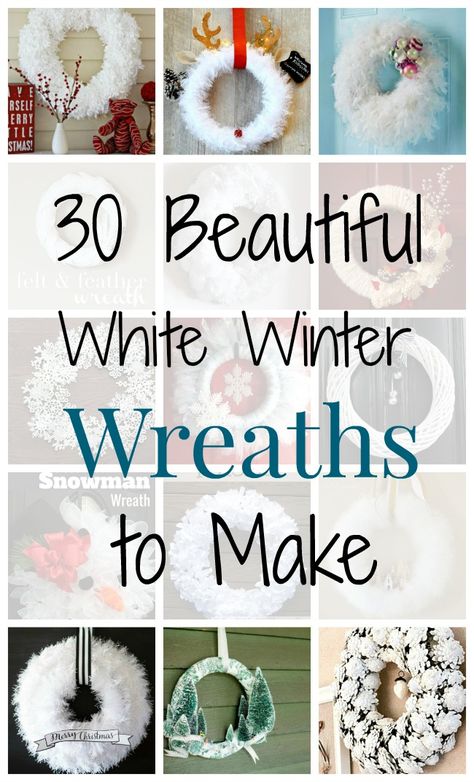 Winter Scarf Wreath Diy, White Wreath Ideas Christmas, Making Winter Wreaths, Let It Snow Wreath Diy, Diy White Wreath, Snowball Wreath Diy, White Christmas Wreaths Diy, White Wreath Ideas, Winter Wreaths Diy