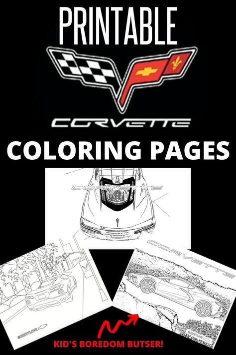 Print your FREE Corvette Coloring Pages! There are six designs total and perfect for youngest of Chevy fans. #Corvette #ColoringPages #KidsBoredomBuster #FreeColoringPages #Chevrolet Boredom Busters For Kids, Coloring Pages Free Printable, Book Flowers, Boredom Busters, Cat Colors, 4 Kids, Working Moms, All Of Us, Free Coloring Pages