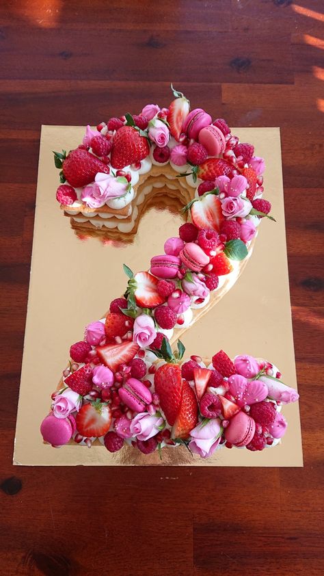 Pink Birthday Cake Strawberry, Barbie Number Cake, 2 Cake Number, Strawberry Number Cake, Number Cake 2, Pink Number Cake, 2nd Birthday Cake Girl, Number 2 Cake, 30th Birthday Cake For Women