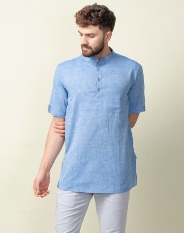 Half Sleeve Kurta For Men, Half Kurta For Men, Kurta Shirt For Men, Short Kurta For Men, Simple Kurti, Short Kurtis, Kurta Cotton, Sherwani For Men, Mens Kurta Designs