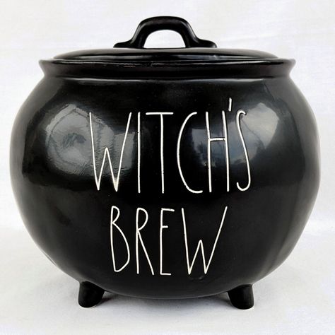 Nwot Rae Dunn Cookie Or Treat Jar With “Witch’s Brew” Etched Label. Never Used - Waiting For Your Special Brew Or Treats This Halloween Or For Those With Spooky Decor Year Round! Large Black Ceramic Cauldron; Color Is More Of A Flat Black And Not As Glossy As First Stock Photo. Removable Lid Has Rubberized Gasket To Keep It Tight And Your Goodies Fresh. Clean With No Chips Or Cracks; Finish May Be Slightly "Wavy" Inside Cauldron (See Pics) - This Is Only The Finish Or The Pottery Below. No Crazi Halloween Witches Brew, Halloween Witch Decorations, Treat Jar, Witch's Brew, Treat Jars, Witches Brew, Spooky Decor, Wax Warmers, Large Letters