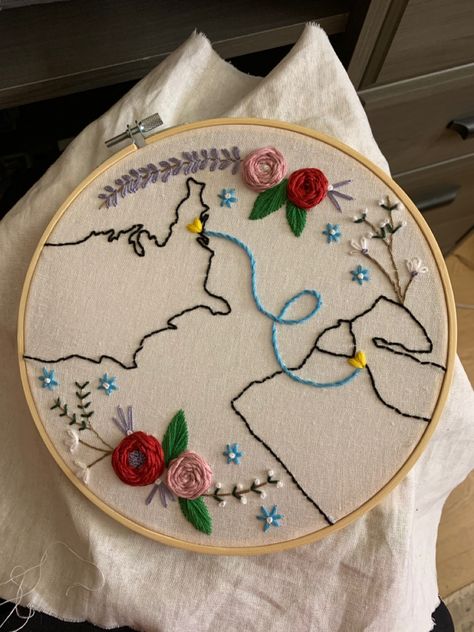 Map Embroidery, Embroidery Map, Love Map, Punch Needling, Reunion Ideas, Punch Needle Embroidery, Embroidery Craft, Punch Needle, Artsy Fartsy