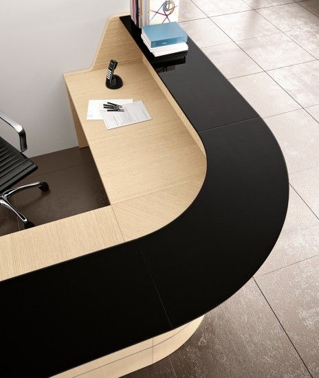 5 curved modern Desk | Adito Curved | Reception Desks | MSL Range - MSL Interiors Front Desk Design, Doctor Office Design, Curved Reception Desk, Office Reception Design, Office Design Trends, Contemporary Office Design, Modern Reception Desk, Reception Desk Office, Industrial Office Design