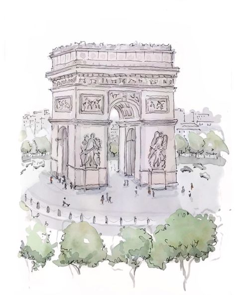 Lina Nordin Gee on Instagram: “Day 2 of the Paris lockdown.  Today I decided to sketch the Arc de Triomphe, partly because it was heavily requested 😘 and partly because I…” Paris Monuments, Parisian Night, Champs Élysées, I Was Here, Pen Art Drawings, Living In Paris, Visit Paris, Champs Elysees, At The Airport