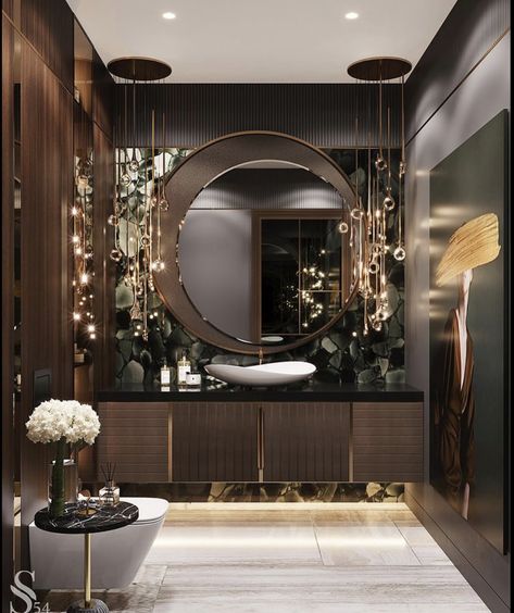 Unique Bathroom Design, Modern Bathroom Mirrors, Washroom Design, Vanity Design, Bathroom Design Decor, 아파트 인테리어, Toilet Design, Unique Bathroom, Bathroom Design Luxury