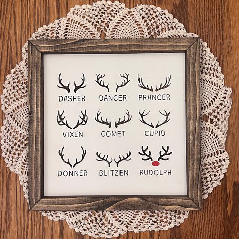 Reindeer Names, Rustic Wood Decor, Reindeer Antlers, Burlap Banner, Gift Exchange, Diy Holiday, Office Gifts, Crafts To Sell, Wood Decor