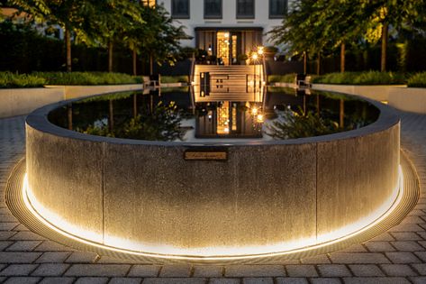 LED-Drainlight « Landscape Architecture Platform | Landezine Hotel Landscape, Drainage Channel, Building Front, Outdoor Landscape Lighting, Planting Shrubs, Outdoor Fountain, Lighting Concepts, Floor Light, Residential Complex