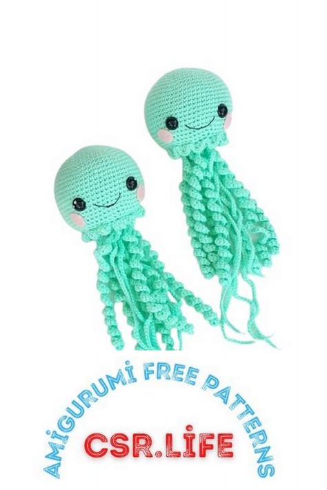 Amigurumi Jellyfish Free Pattern – Csr.life Big Jellyfish, Jellyfish Crochet Pattern, Amigurumi Jellyfish, Crochet Sea Creatures, Stitch Head, Crochet Jellyfish, Octopus Crochet Pattern, Crocheted Jellyfish, Free Amigurumi Crochet Patterns