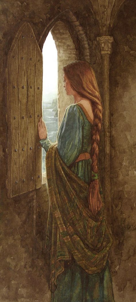 Vintage Fairy Art Aesthetic, Woman Writing Painting, Women From Spain, Medieval Woman Painting, Medieval Fairytale Aesthetic, Pre Raphaelite Hair, Preraphaelites Aesthetic, Medieval Illustration Fantasy Art, Scottish Princess Aesthetic