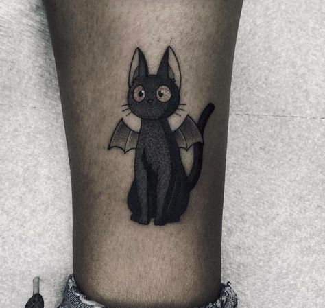 Kiki Delivery Service Cat Tattoo, Cute Cats Tattoo, Kiki Cat Tattoo, Jiji Kiki's Delivery Service Tattoo, Jiji Tattoo, Kiki's Delivery Service Tattoo, Small Black Tattoos, Chris Tattoo, Indian Feather Tattoos