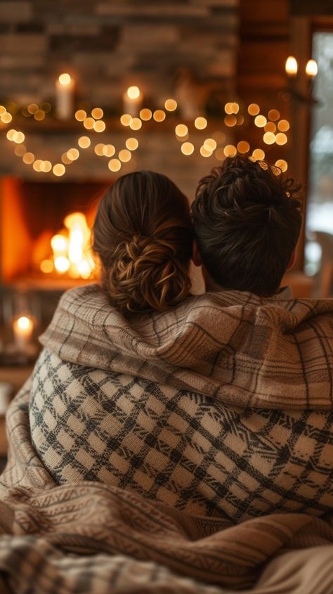 Cozy Winter Embrace: A couple shares a tender moment wrapped in a blanket by the warm fireplace light. #couple #fireplace #cozy #embrace #warmth #blanket #love #winter #aiart #aiphoto #stockcake https://ayr.app/l/tid4 Couple Fireplace, Fireplace Photoshoot, Fireplace Light, Winter Couple Pictures, Fireplace Cozy, Cozy Winter Cabin, Christmas Couple Photos, Wrapped In A Blanket, Winter Fireplace