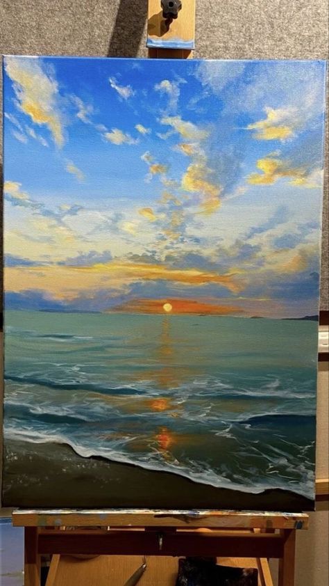 Popular Paintings 2023, Beach Landscape Painting, Painting On Canvas For Beginners, Bird Paintings On Canvas, Fall Canvas Painting, Christmas Paintings On Canvas, Canvas For Beginners, Diy Abstract Canvas Art, Small Canvas Paintings