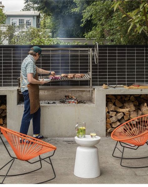 Outdoor Bar Kitchen, New England Bathroom, Ogee Drop Tile, Outdoor Wall Fountains, Brick Backsplash, Patio Tiles, Fireclay Tile, Glass Brick, Bbq Area