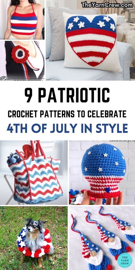 Patriotic Crochet Patterns, 4th Of July Crochet, Fireworks Day, Patriotic Crochet, Patriotic Projects, Fourth Of July Decorations, Crochet Patterns Free, Pillow Projects, Crochet Wall Hangings