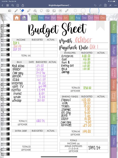 Cute Budget Planner Ideas, Budget Journal Template, Budget Planner Bujo, Procreate Budget Template, Visual Budget Board, Free Budget Planner For Ipad, Budget Goodnotes Free, Ipad Finance Planner, Finance Digital Planner