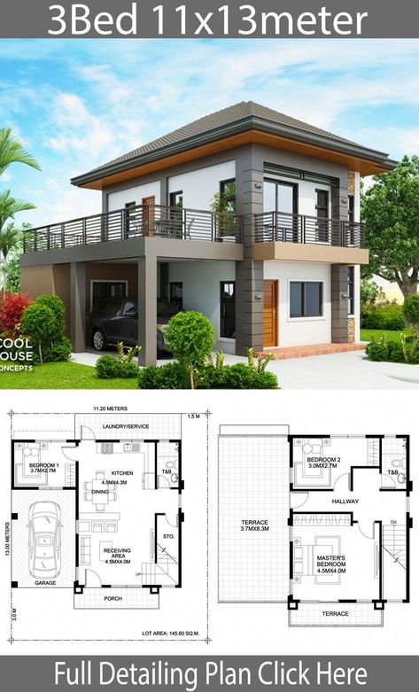 Fasad Design, Philippines House Design, Two Story House Design, Pelan Rumah, Exterior Drawing, Eksterior Modern, 2 Storey House Design, Two Story House, Modern Bungalow House