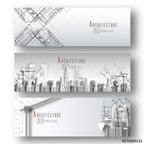 Stock Image: Set of horizontal banners with architectural and Blueprint background. Architecture Banner Design, Horizontal Poster Design, Architecture Banner, Horizontal Banner Design, Blueprint Background, Exhibition Banners, Corporate Banner, Office Wall Design, Concept Poster