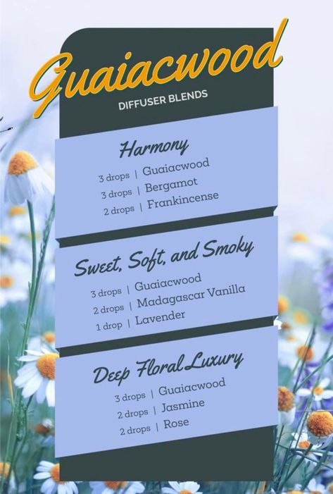 Guaiacwood Diffuser Blends, Doterra Oil, Oil Diffuser Recipes, Essential Oil Diffuser Recipes, Madagascar Vanilla, Diffuser Recipes, Doterra Oils, Oil Blends, Diffuser Blends