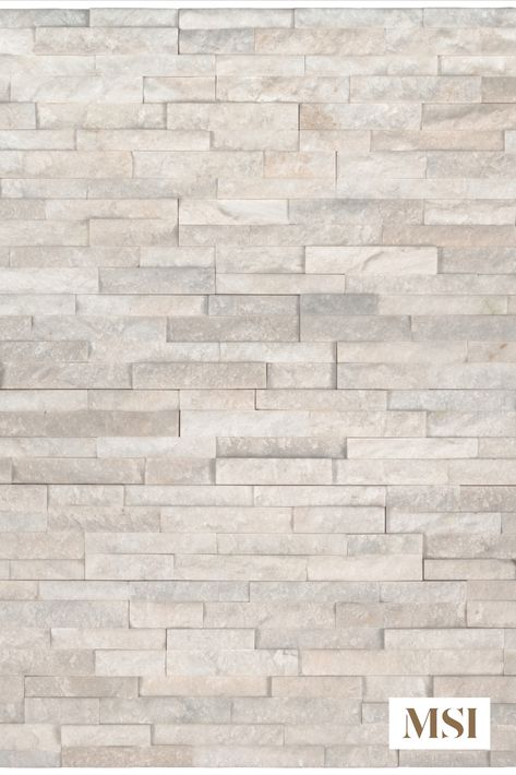 Arctic White Mini Stacked Stone Panels feature an elegant snowy-white palette that’s both timeless and trendy. A petite version of our traditional stacked stone panels, these 4.5x16 split face marble panels are perfectly sized for easy backsplash installation. They’re also a wonderful choice for features walls, accent borders, niches—or nearly any vertical space where a touch of natural beauty is welcomed, even outdoors. Stack Stone Backsplash Kitchen, Stacked Stone Backsplash White Cabinets, Marble Stone Backsplash Kitchen, Solid Stone Backsplash Kitchen, White Stone Kitchen Backsplash, Genstone Stacked Stone, Limestone Kitchen Backsplash, Stacked Stone Backsplash Kitchen, White Stone Backsplash Kitchen