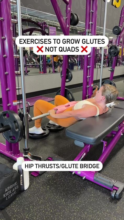 I personally LOVE destroying my quads. But for those who are looking for glute focused exercises that have less quad work involved, here you go! 🍑 Hip thrusts/glute bridges: what even more glute focus? Do pulses 😈🔥🔥🔥🍑 Cable kickbacks🍑 Feet High Leg Press : any time your knees track out over your toes you’re using your quads. By putting your feet higher on the platform you keep that from happening. 🍑 Hyper ExtensionsWill you be adding any of these to your lower bod/glute workout? #glutes Cable Kickbacks, Workout Glutes, Hip Thrusts, Daily Yoga Workout, Glute Workout, Gym Tips, Leg Extensions, Glute Bridge, Hip Thrust