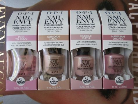 Nail+Envy+http://mckenzierenae.com/review-opi-nail-envy-strength-in-color/ Opi Nail Envy Bubble Bath, Opi Nail Strengthener, Samoan Sand, Opi Bubble Bath, Opi Nail Envy, Kiss Nails, Hard Nails, Pink Baths, Damaged Nails