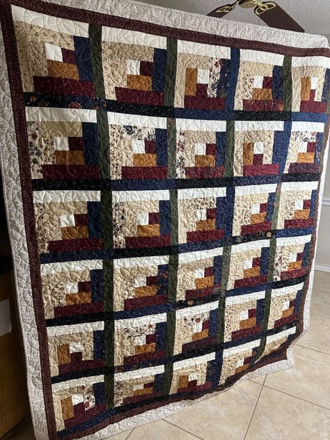 Handmade Quilt Top Finished Fall Color Quilts, Brown Quilt Patterns, Scrappy Flannel Quilt Patterns, Brown Quilts Color Combos Patterns, Brown And Black Quilts, Plaid Quilts Flannels, Plaid-ish Scrap Quilt, Flannel Quilts, Log Cabin Quilt