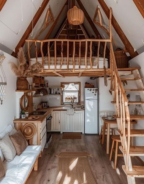 Tiny House Interior Unique Tiny Houses, Two Story Tiny House, Tiny House Swoon, Apartment Renovation, Tiny House Interior, Tiny House Plans, Investment Property, Fireplace Design, Wood Stove