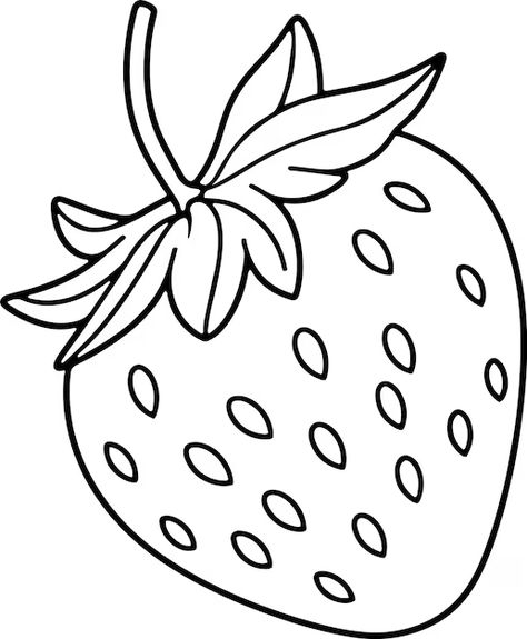 Fruits Outline, Strawberry Black And White, Fresa Dibujo, Strawberry Outline, Strawberry Coloring Pages, Fun Coloring Pages For Kids, Strawberry Vector, Cute Books, Drawings Inspo